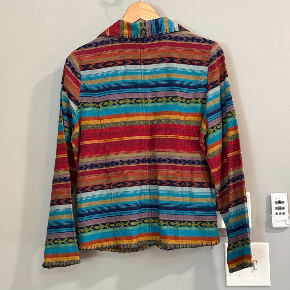 Mohito Se Dona Stripe Jacket Womens‎ Sz L Cotton Colorful Southwestern Blazer - Picture 2 of 9